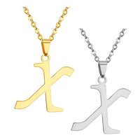 Stainless Steel Women's Unisex 18 Inch Necklace Pendant Letter Lobster Clasp S2