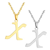 Stainless Steel Women's Unisex 18 Inch Necklace Pendant Letter Lobster Clasp S2