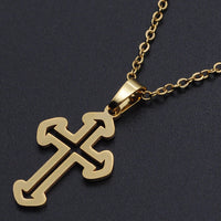 Stainless Steel Pendant Necklace Lobster Clasp Cross Silver 17.71" 1.5mm P99