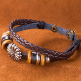 Leather Bracelet  Brown 8.5 Inches 20MM Push button  L442