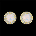 Yellow Gold Plated Earrings  Stud AAA Zirconia Opal Push Back Clasp L478