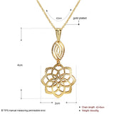 Yellow Gold Plated Necklace Pendant Flower Drop 19 Inches 1MM Lobster Clasp B302