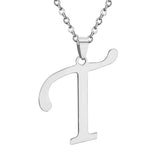 Stainless Steel Women's Unisex 18 Inch Necklace Pendant Letter Lobster Clasp S2