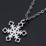 Christmas Stainless Steel Pendant Necklace Lobster Snowflake Silver 16" Z602