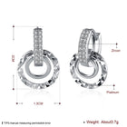 Yellow Gold Platinum Plated Earrings Drop Dangle Zirconia  Latch Back Clasp L578