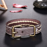 Leather Bracelet Handmade  10 Inches 15MM Belt buckle L479