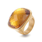 304 Stainless Steel Finger Rings Faceted Glass Clear Size 6~9 16~19mm Z679