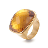 304 Stainless Steel Finger Rings Faceted Glass Clear Size 6~9 16~19mm Z679