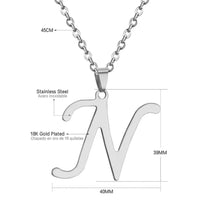 Stainless Steel Women's Unisex 18 Inch Necklace Pendant Letter Lobster Clasp S2