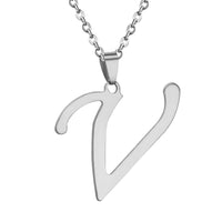 Stainless Steel Women's Unisex 18 Inch Necklace Pendant Letter Lobster Clasp S2