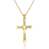 Rose Gold Platinum Plated Necklace Pendant Cross Zirconia 28 Inches 1.5MM B88