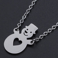 Christmas Stainless Steel Pendant Necklace Lobster Snowman Silver 16.7"  Z596