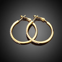 Rose Yellow Gold Silver Zirconia Latch Back Hoop Earrings L113