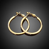Rose Yellow Gold Silver Zirconia Latch Back Hoop Earrings L113