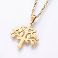 Stainless Steel Set Earrings Pendant Necklace Tree Gold Necklace 18" P807