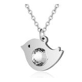 Stainless Steel Pendant Necklaces Rhinestone Chains Bird Silver Gold 15.7" P666