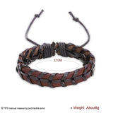 Leather Bracelet Adjustable Size Handmade 14MM Black Brown Lace Up Clasp L474