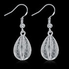 Yellow Gold Platinum Plated Earrings Drop Dangle Fish Hook Clasp L640