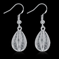 Yellow Gold Platinum Plated Earrings Drop Dangle Fish Hook Clasp L640