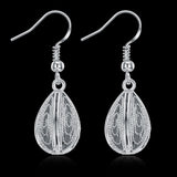 Yellow Gold Platinum Plated Earrings Drop Dangle Fish Hook Clasp L640