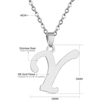 Stainless Steel Women's Unisex 18 Inch Necklace Pendant Letter Lobster Clasp S2