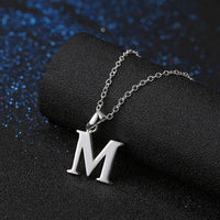 Sterling Silver Plated Necklace Women Pendant Initial Letter Alphabet B375