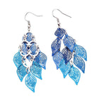 Dangle Earrings Earring Hooks Leaf Gray Blue Green Black 60x27mm P352