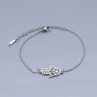 Stainless Steel Link Bracelet Lobster Clasp Hamsa Silver Gold Adjustable P261