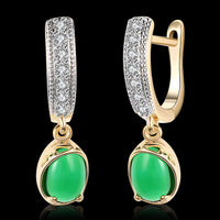 Platinum Plated Earrings Drop Dangle AAA Zirconia Blue Latch Back Clasp L591