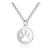 304 Stainless Steel Pendant Necklace Round Dog's Paw Silver Color 16" 1mm A409