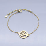 Stainless Steel Link Bracelet Lobster Tree of Life Silver Gold Adjustable P258