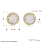 Yellow Gold Plated Earrings  Stud AAA Zirconia Opal Push Back Clasp L478