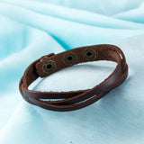 Leather Bracelet Beige  Orange Brown 8.5 Inches 13MM Push button L466