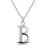 Sterling Silver Plated Necklace Women Pendant Initial Letter Alphabet B375