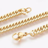 Stainless Steel Curb Chain Bracelet Lobster Clasp Gold Silver 8.3" 4~5x2mm P243