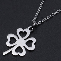 Stainless Steel Pendant Necklace Lobster Clsp Clover Silver Gold 15.7" 1.5mm P48