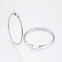 Stainless Steel Hoop Earrings Stainless Steel Gold Silver 1.8" Inch 1mm P205