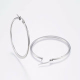 Stainless Steel Hoop Earrings Stainless Steel Gold Silver 1.8" Inch 1mm P205