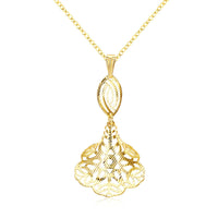 Yellow Gold Plated Necklace Pendant Flower Drop 19 Inches 1MM Lobster Clasp B299