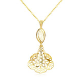 Yellow Gold Plated Necklace Pendant Flower Drop 19 Inches 1MM Lobster Clasp B299