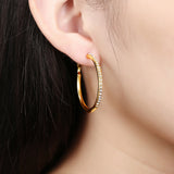 Rose Yellow Gold Silver Zirconia Latch Back Hoop Earrings L113