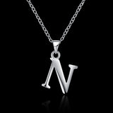 Sterling Silver Plated Necklace Women Pendant Initial Letter Alphabet B375