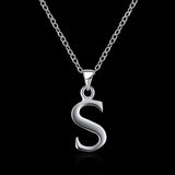 Sterling Silver Plated Necklace Women Pendant Initial Letter Alphabet B375