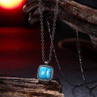 Platinum Plated Necklace Pendant Drop Kallaite Blue 19 Inch 1MM Lobster  B193