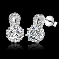 Sterling Silver Plated Earrings Butterfly Stud Zirconia  Push Back Clasp L691