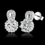 Sterling Silver Plated Earrings Butterfly Stud Zirconia  Push Back Clasp L691