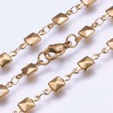 Stainless Steel Necklace Lobster Ion Plating  IP Square Gold 17.7" 45cm Z637