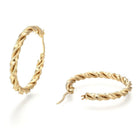 Stainless Steel Hoop Earring Hypoallergenic Ear Nut Twisted Ring Gold  Z285