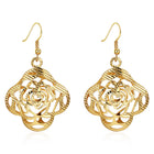 Yellow Rose Gold Plated Earrings Flower Chadelier Fish Hook Clasp L652