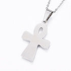 Stainless Steel Set Pendant Necklace Earrings Textured Cross Gold 17.7'' P817
